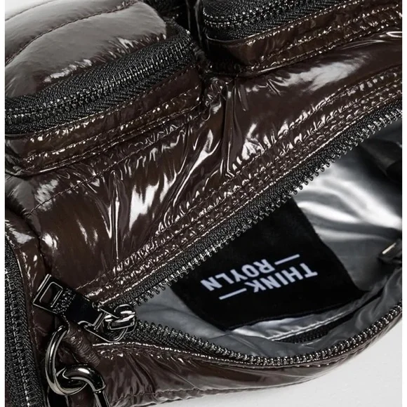 THINK ROYLN Glossy Dark Brown Shoulder Bag. NWOT - Picture 4 of 4